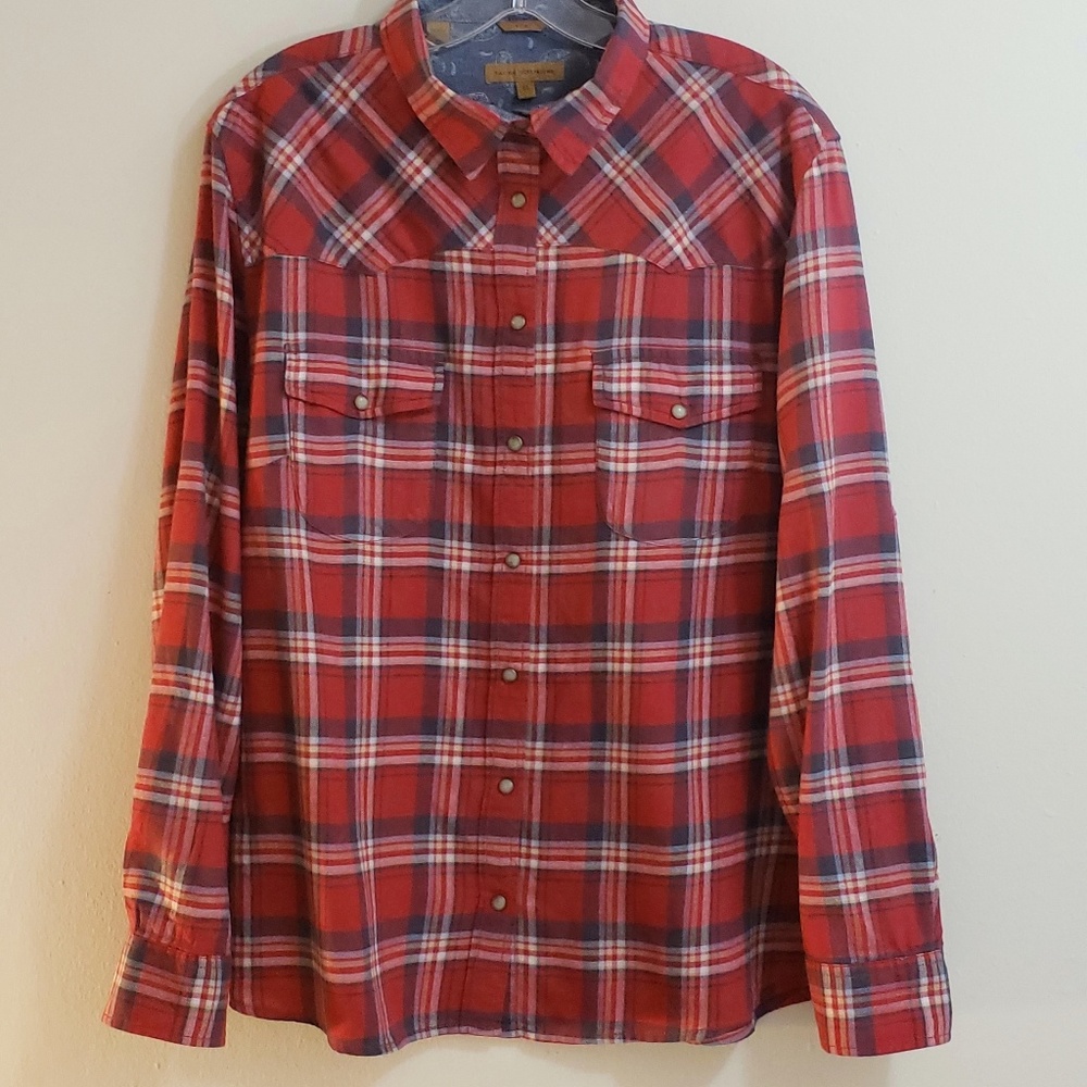 Jach's Girlfriend Plaid Flannel Shirt, Red, Sz XL